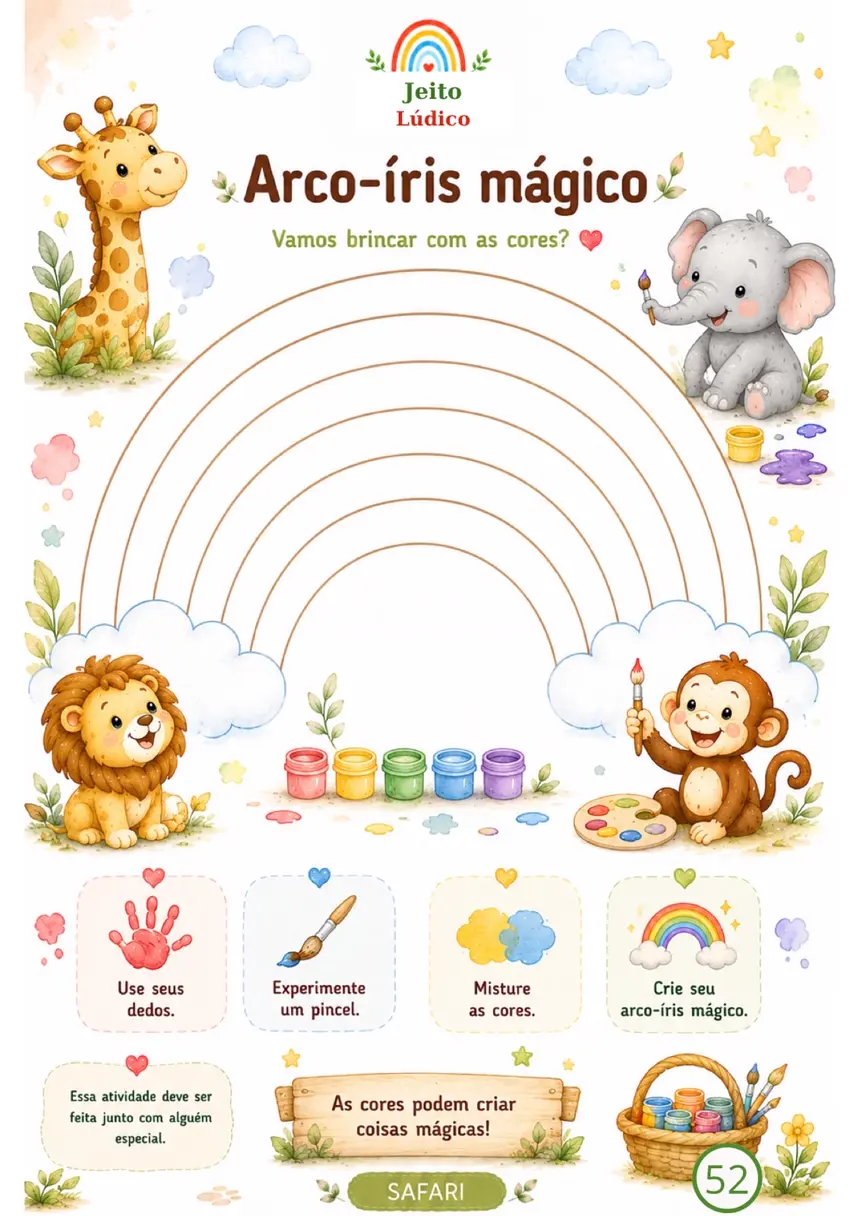 Atividade arco-íris mágico para brincar com as cores
